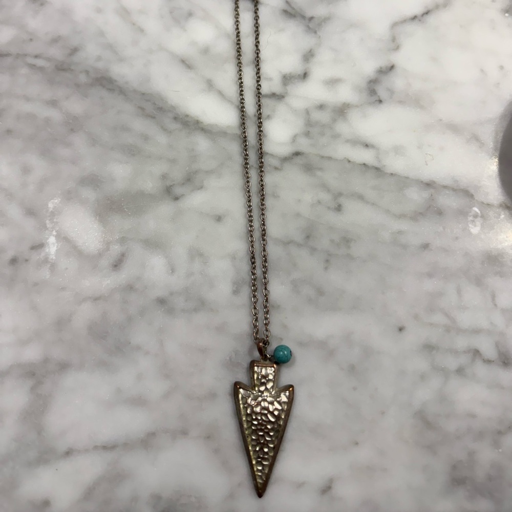 Arrowhead Pendant Necklace with Turquoise Accent